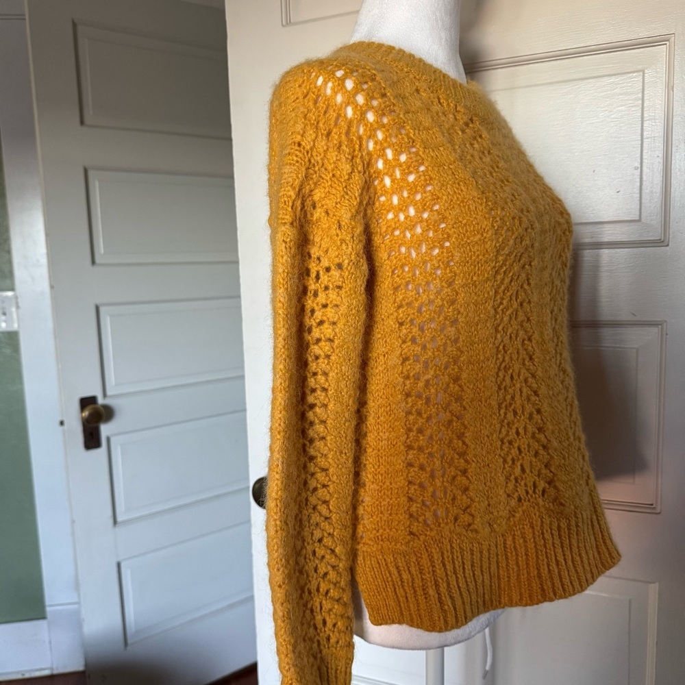 Madewell Windemere Pointelle Pullover Sweater Fuzzy Alpaca Blend -XS - Picture 6 of 12